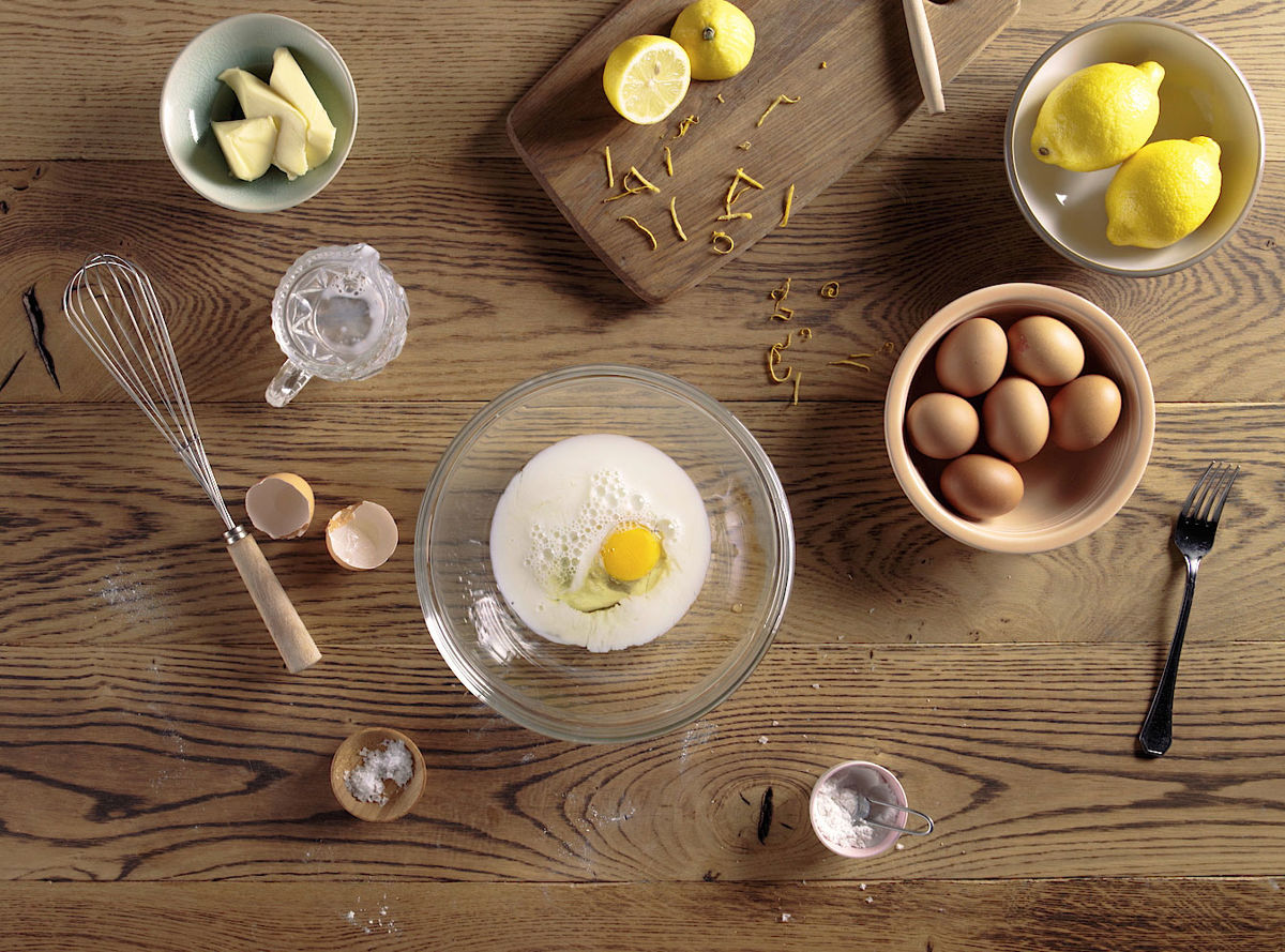 Milk and egg in a bowl