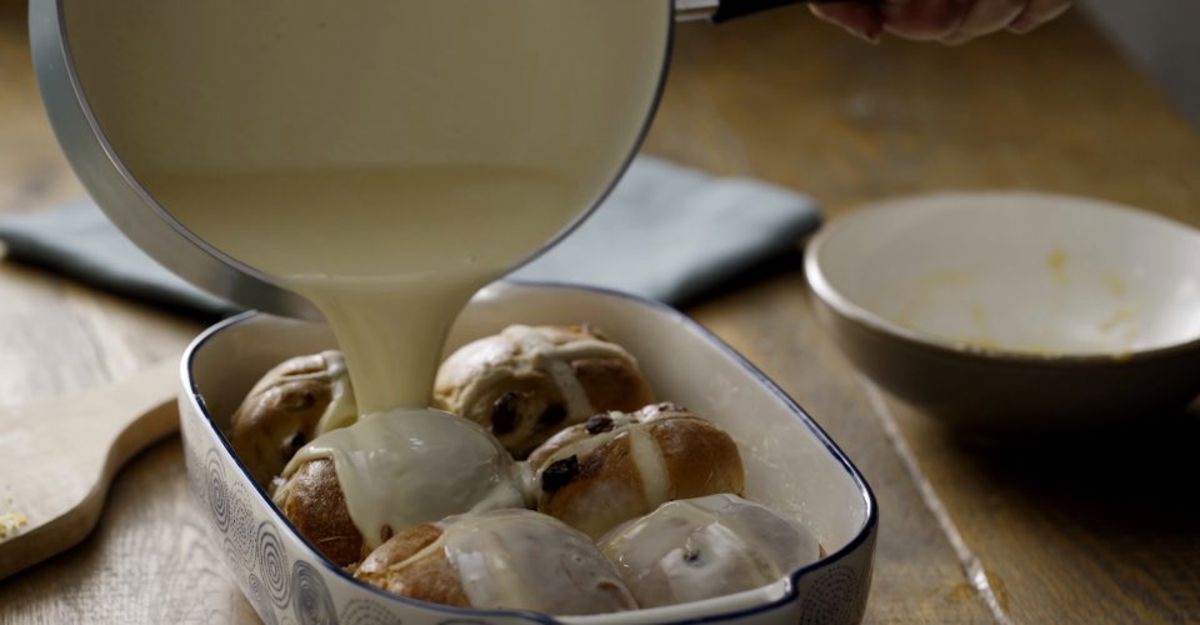 Pour the mixture over the pudding