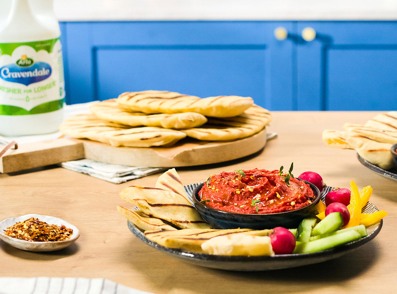 Baked cheese and watercress pesto