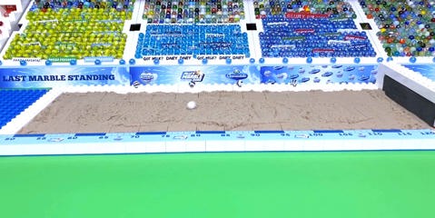 A marble track for long jump