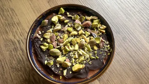Dubai chocolate protein pudding