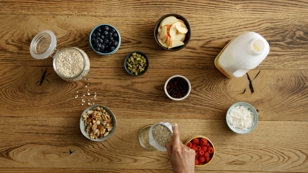 add oats to a bowl