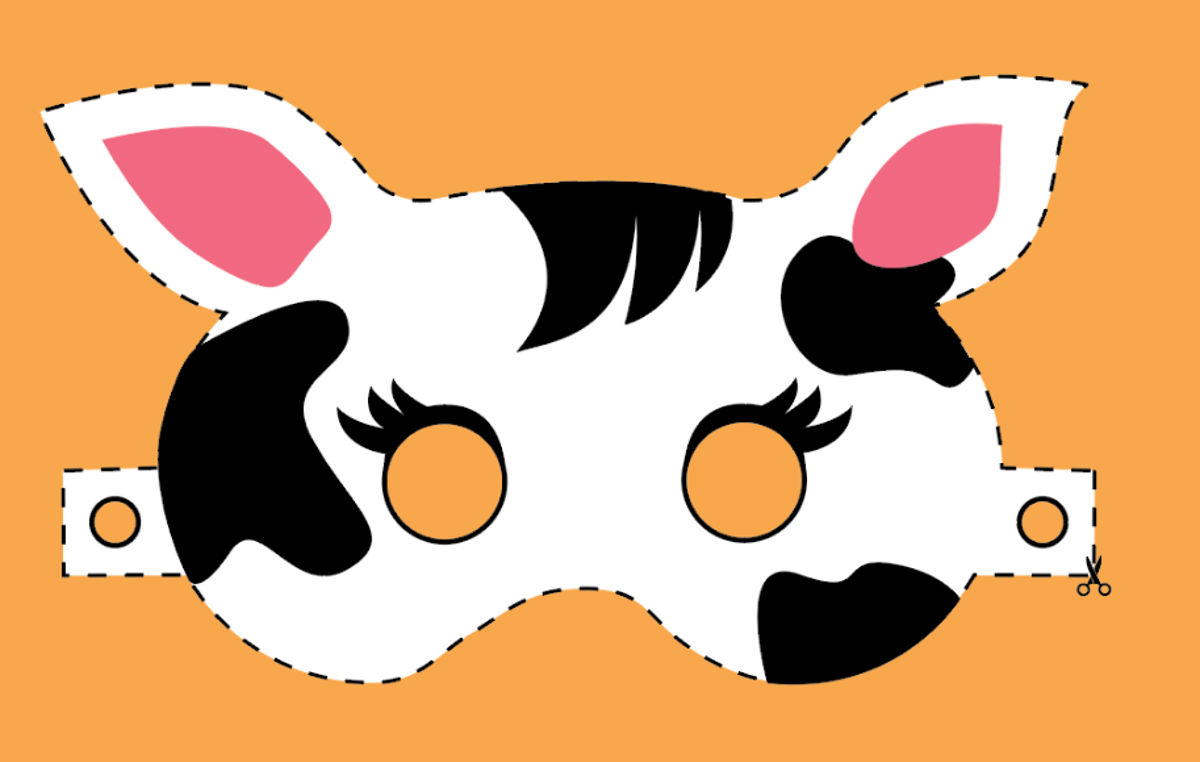 Cow face mask to be cut out