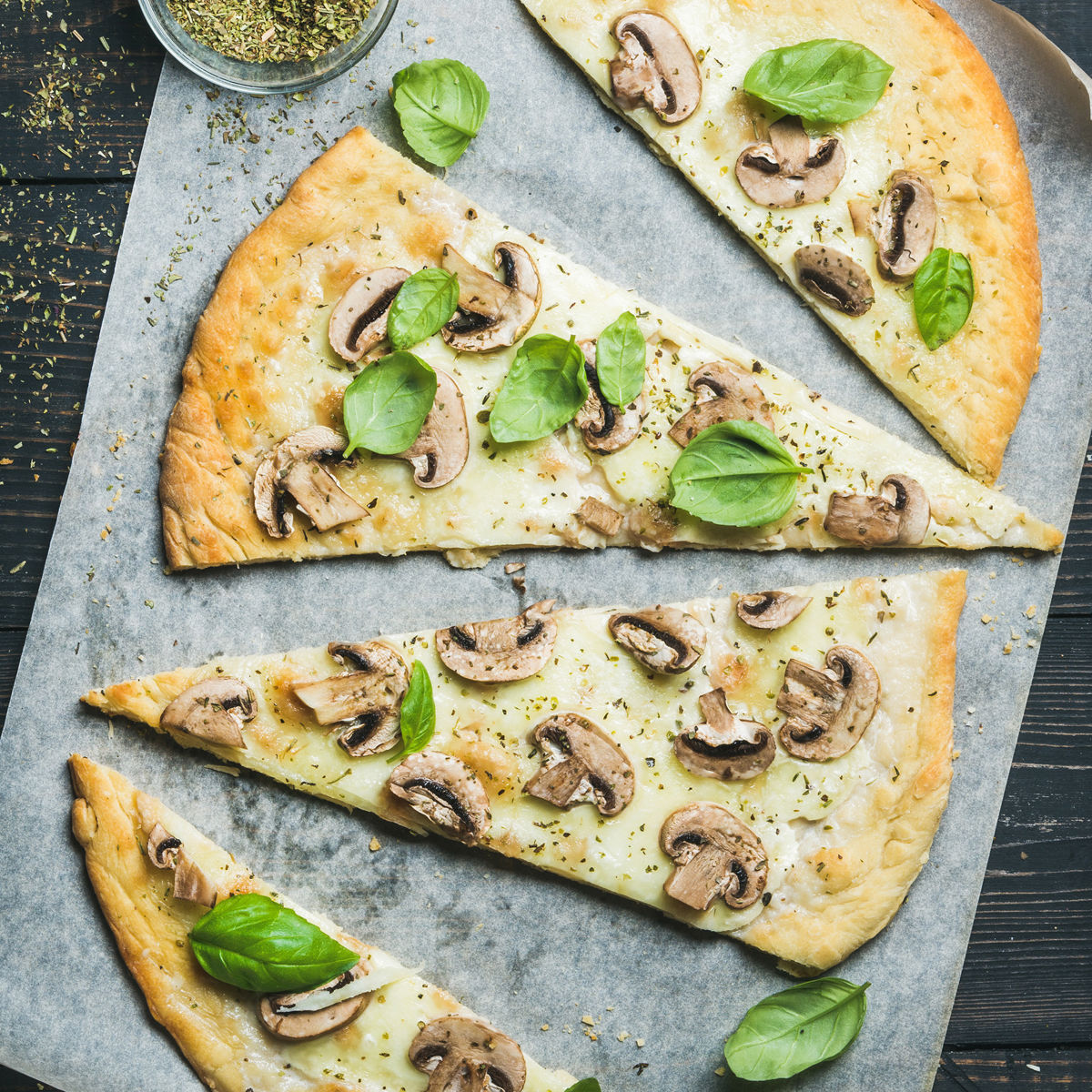 Slices of mushroom pizza