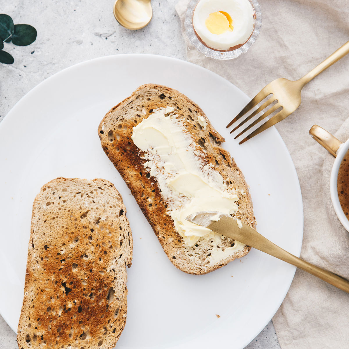 Butter spread on toast