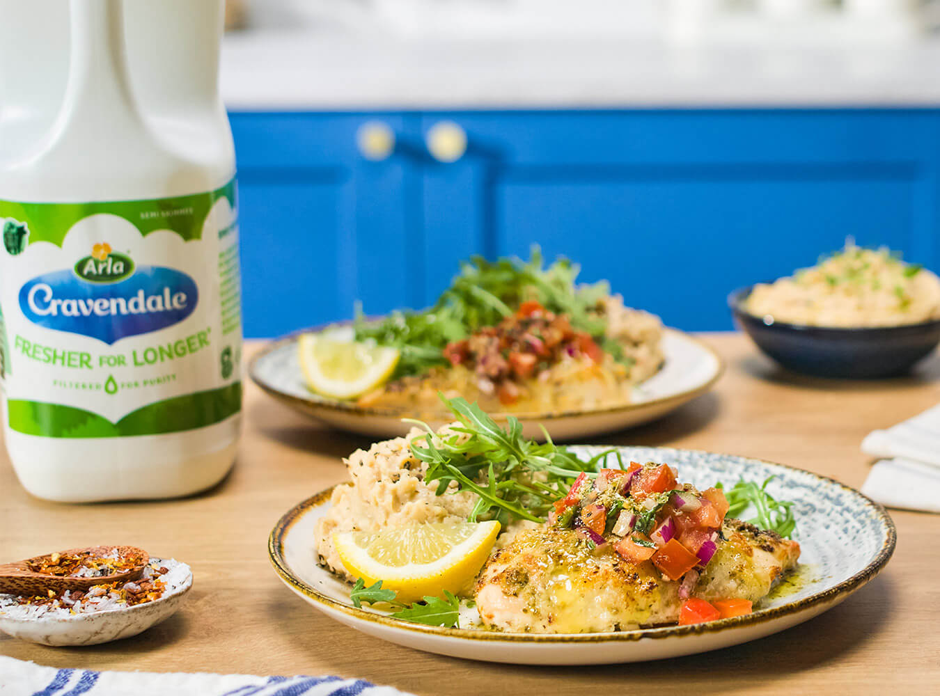 Bruschetta Chicken With Butterbean Mash