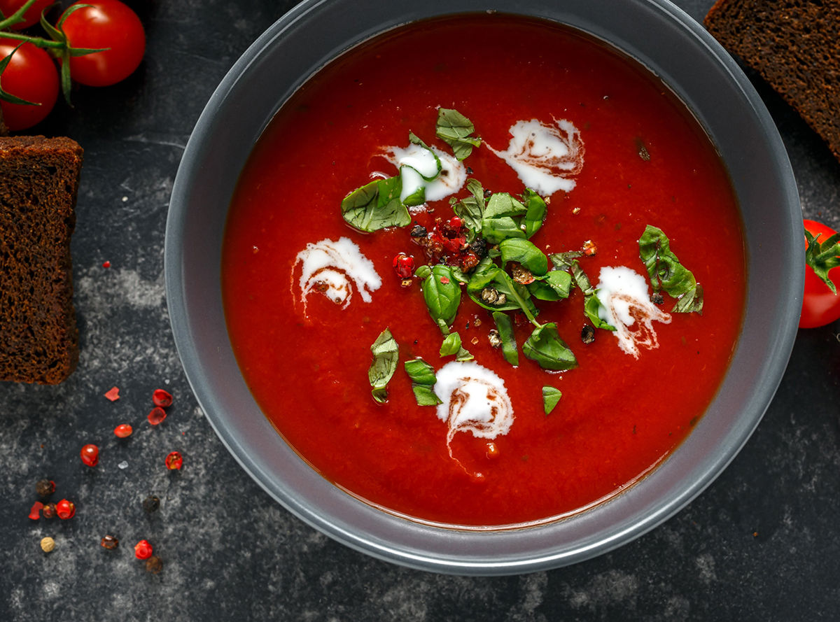 A bowl of tomato soup