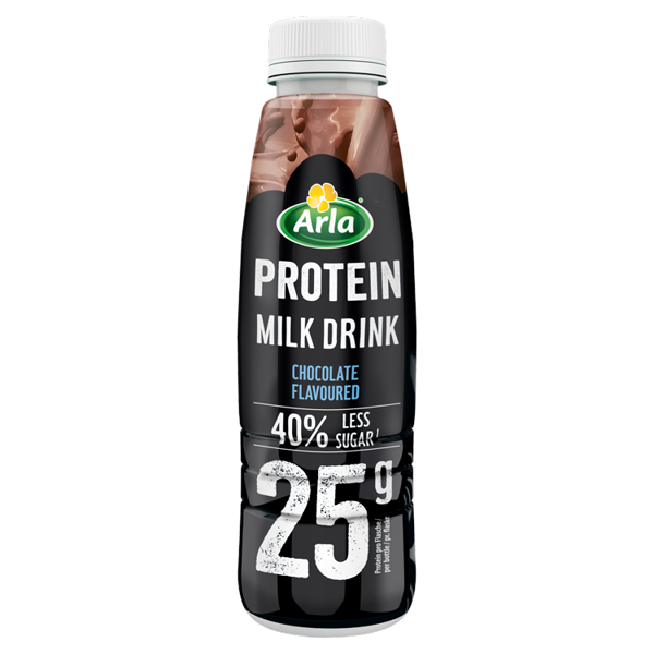 Arla Protein Chocolate flavoured milk drink 40 less sugar 479ml Arla UK