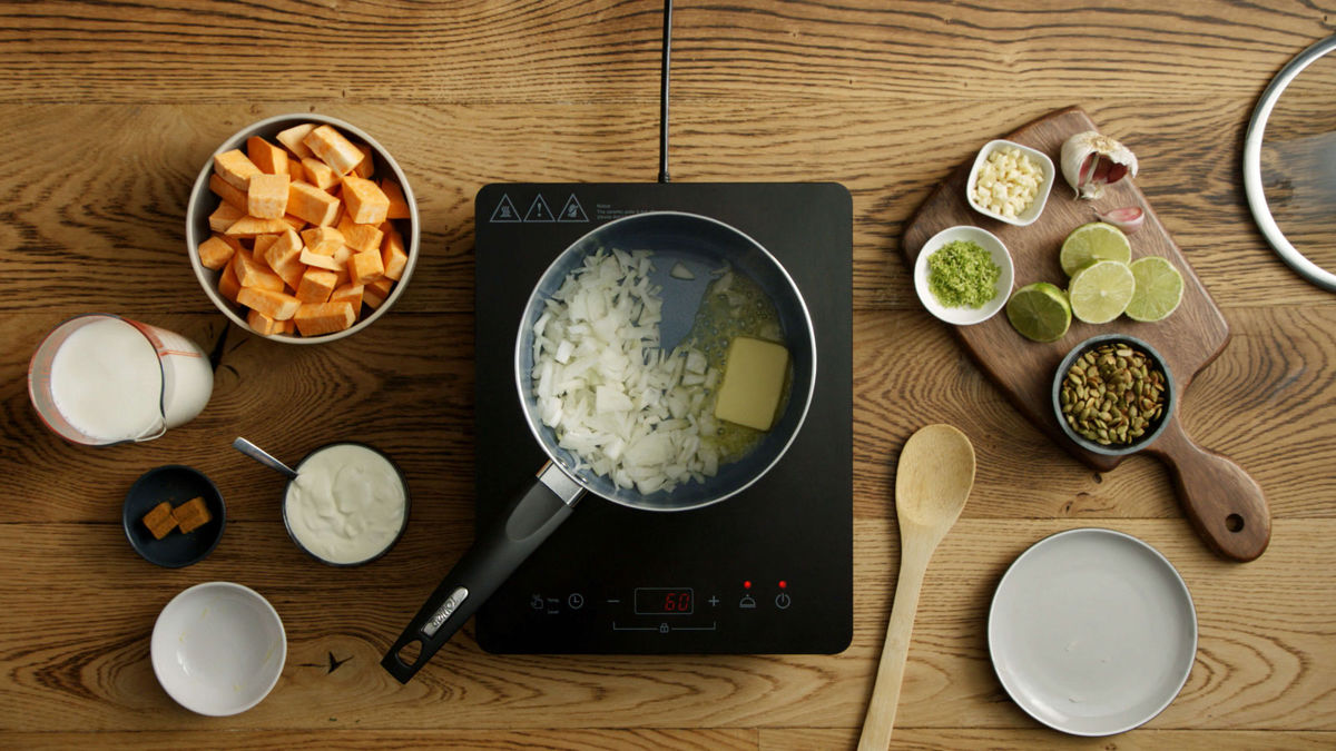 Onions and butter cooking in a pot