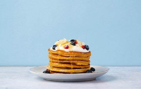 Blueberry and banana protein pancakes