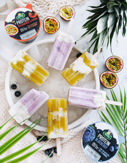 Protein Popsicles and a pot of Arla Protein Blueberry Yogurt