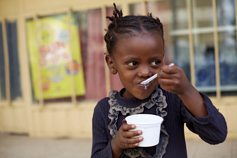 Child eating dairy