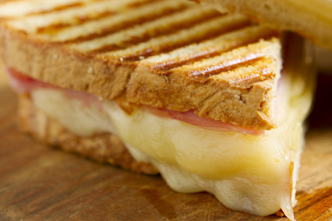 A cheese and ham melt